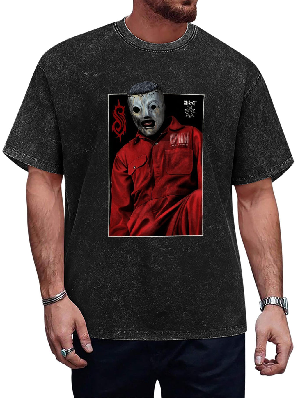 Vintage Washed Slipknot Masked Figure Graphic T-Shirt