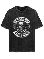 Backbeat Barbeque Skull and Crossed Steaks Graphic T-Shirt