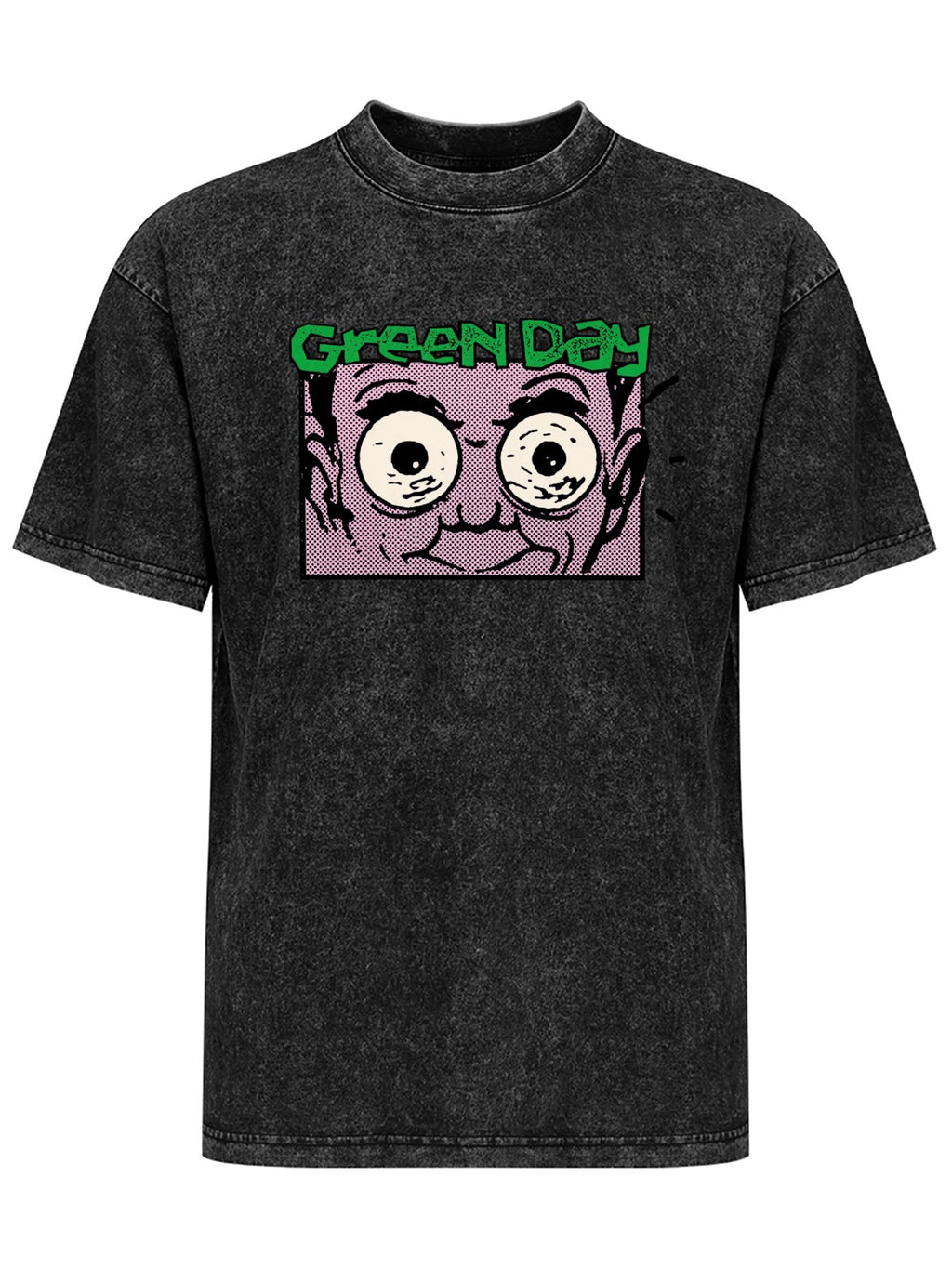 Green Day Wide-Eyed Comic Face Graphic T-Shirt