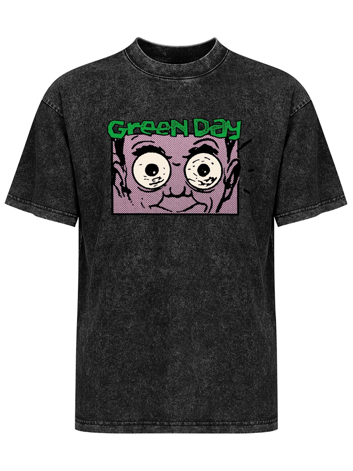Green Day Wide-Eyed Comic Face Graphic T-Shirt