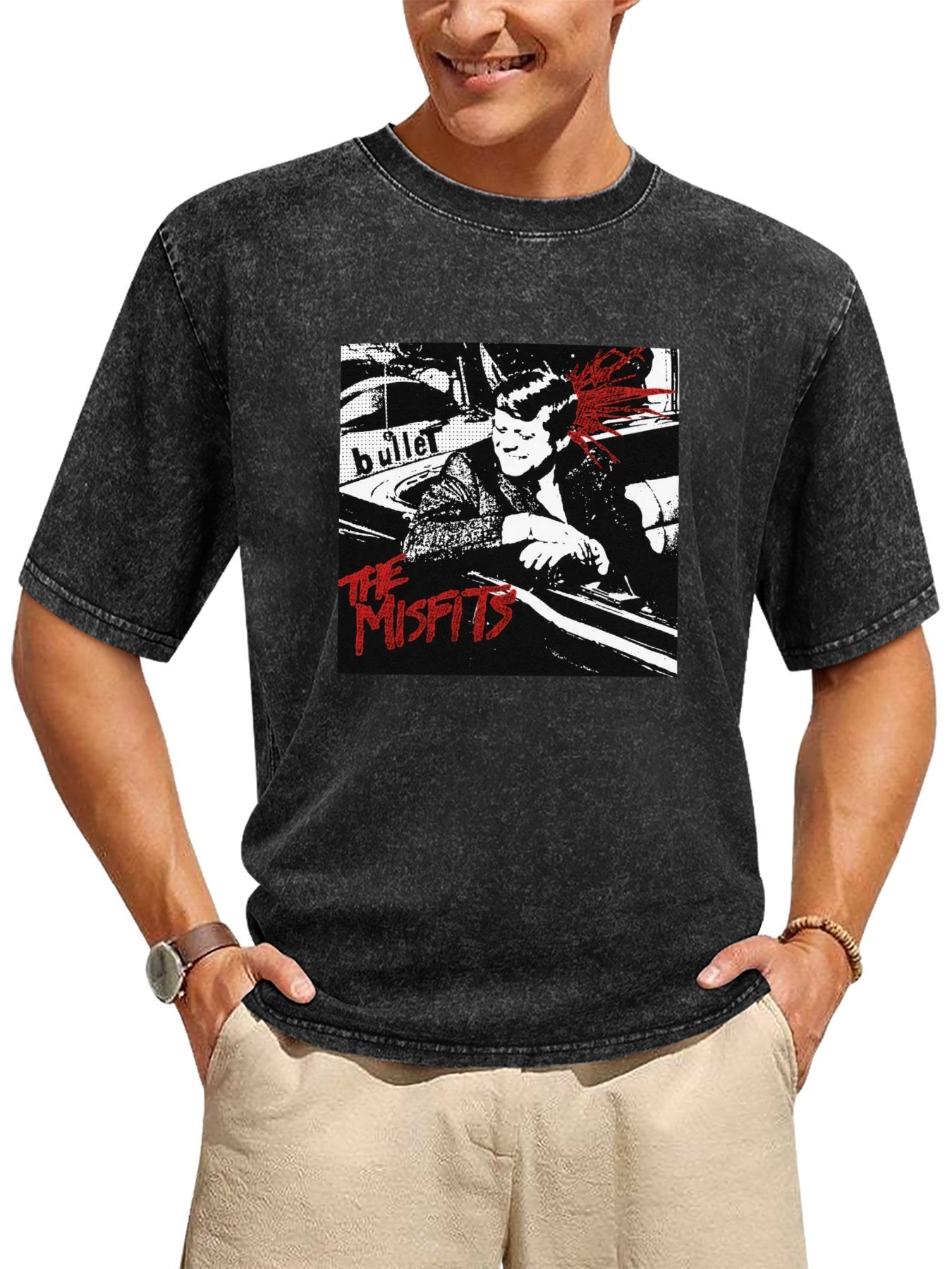 Vintage Washed The Misfits Bullet Graphic T-Shirt Secondary image
