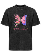 Romantic Butterfly Floral Vintage Washed T-Shirt