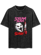 Scream Blade Slash Horror Graphic Washed T-Shirt