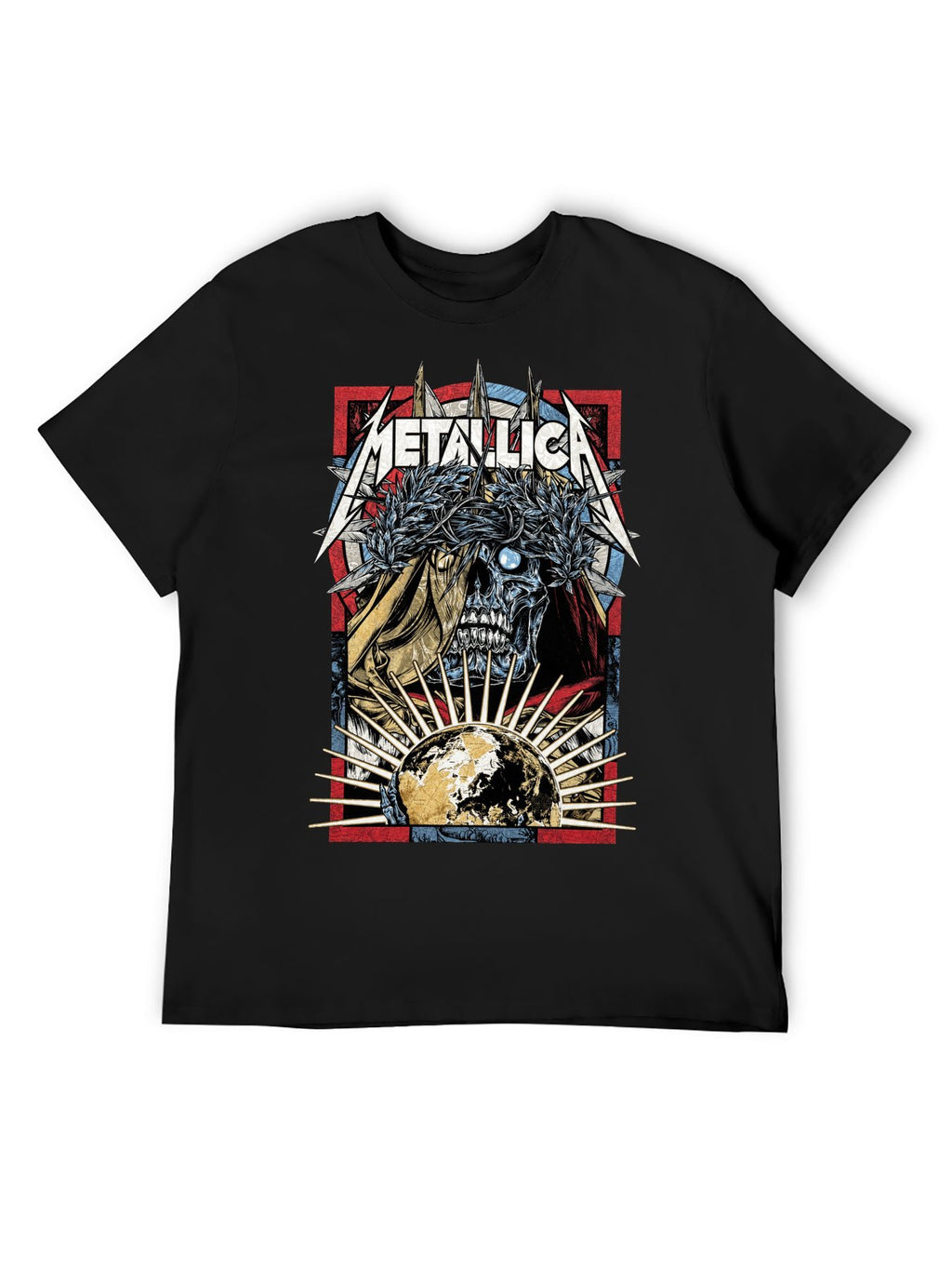 Metallica Spiked Skull World Graphic T-Shirt