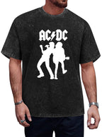 Vintage Washed AC/DC Rock Performance Graphic T-Shirt
