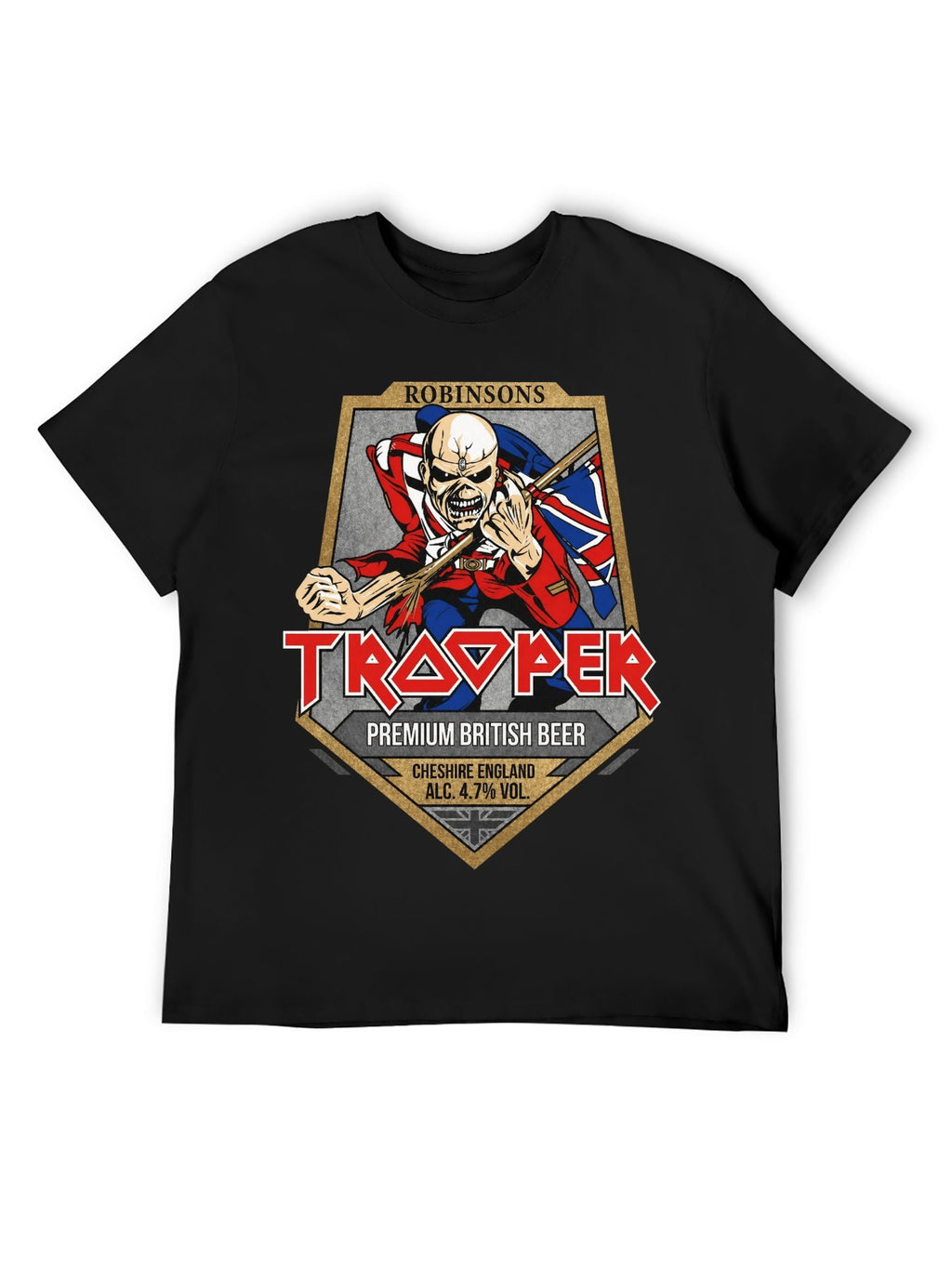 Iron Maiden Trooper Beer Label Graphic T-Shirt