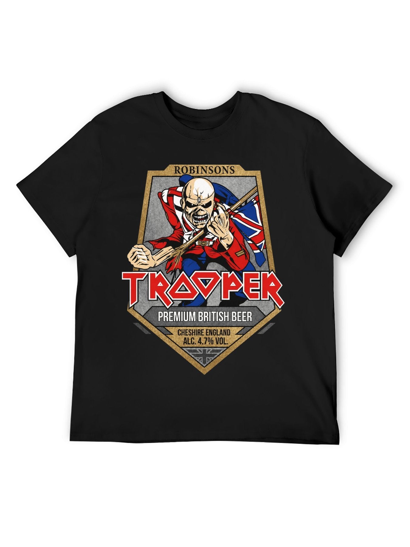 Iron Maiden Trooper Beer Label Graphic T-Shirt
