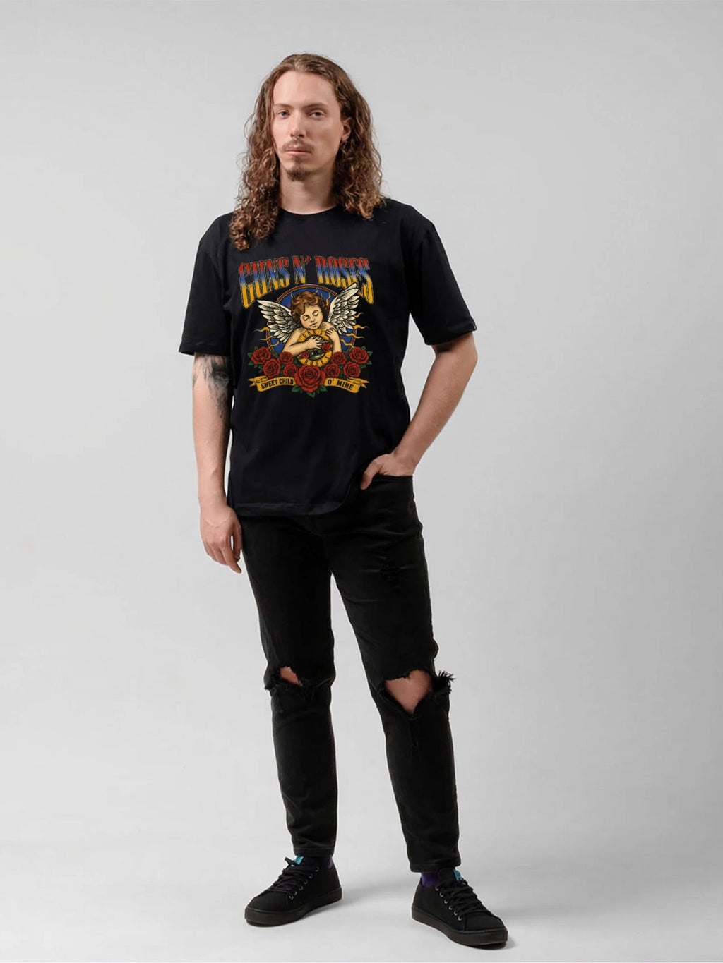 Guns N’ Roses Sweet Child O’ Mine Cherub Rose Graphic T-Shirt