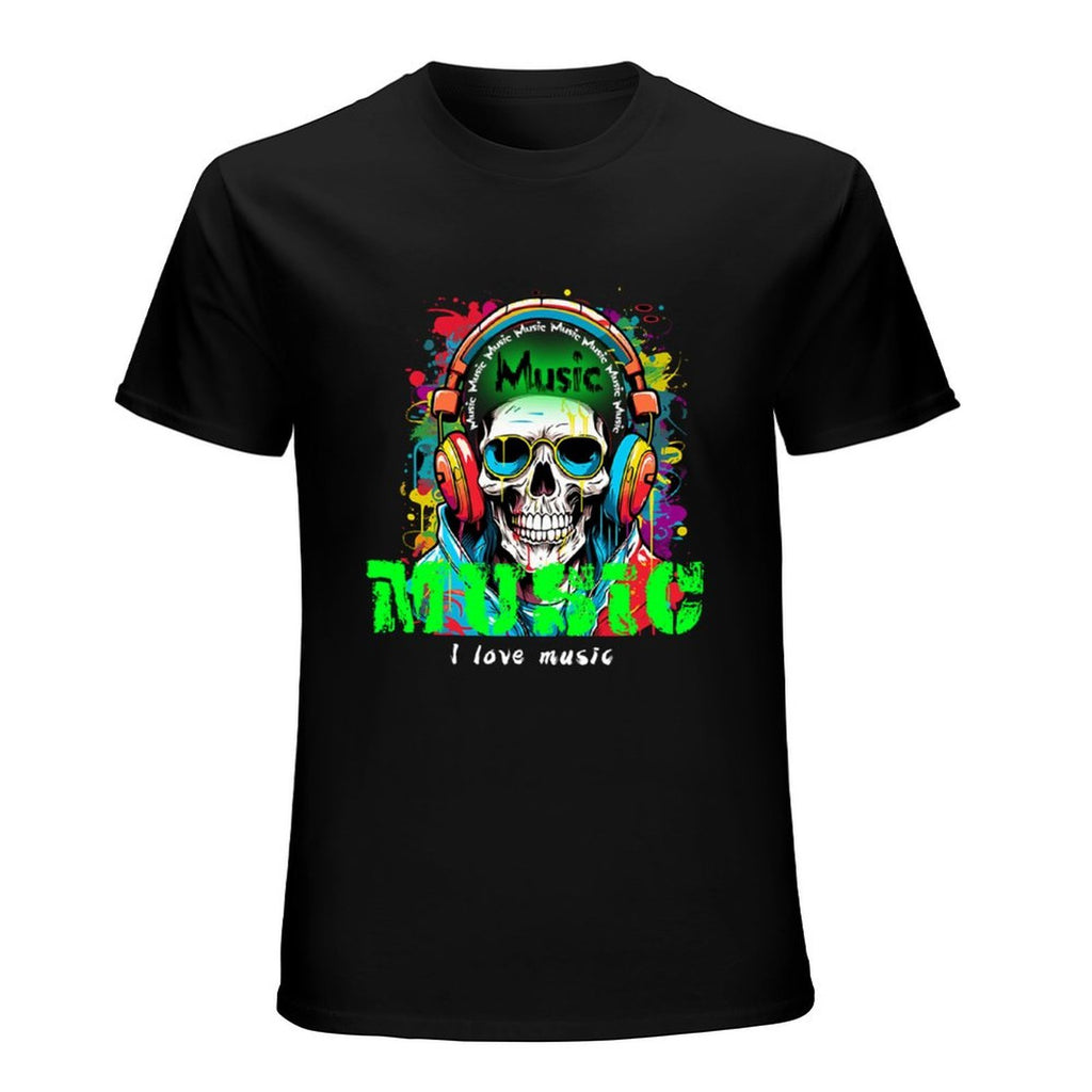 Colorful Music Skull Graphic T-Shirt