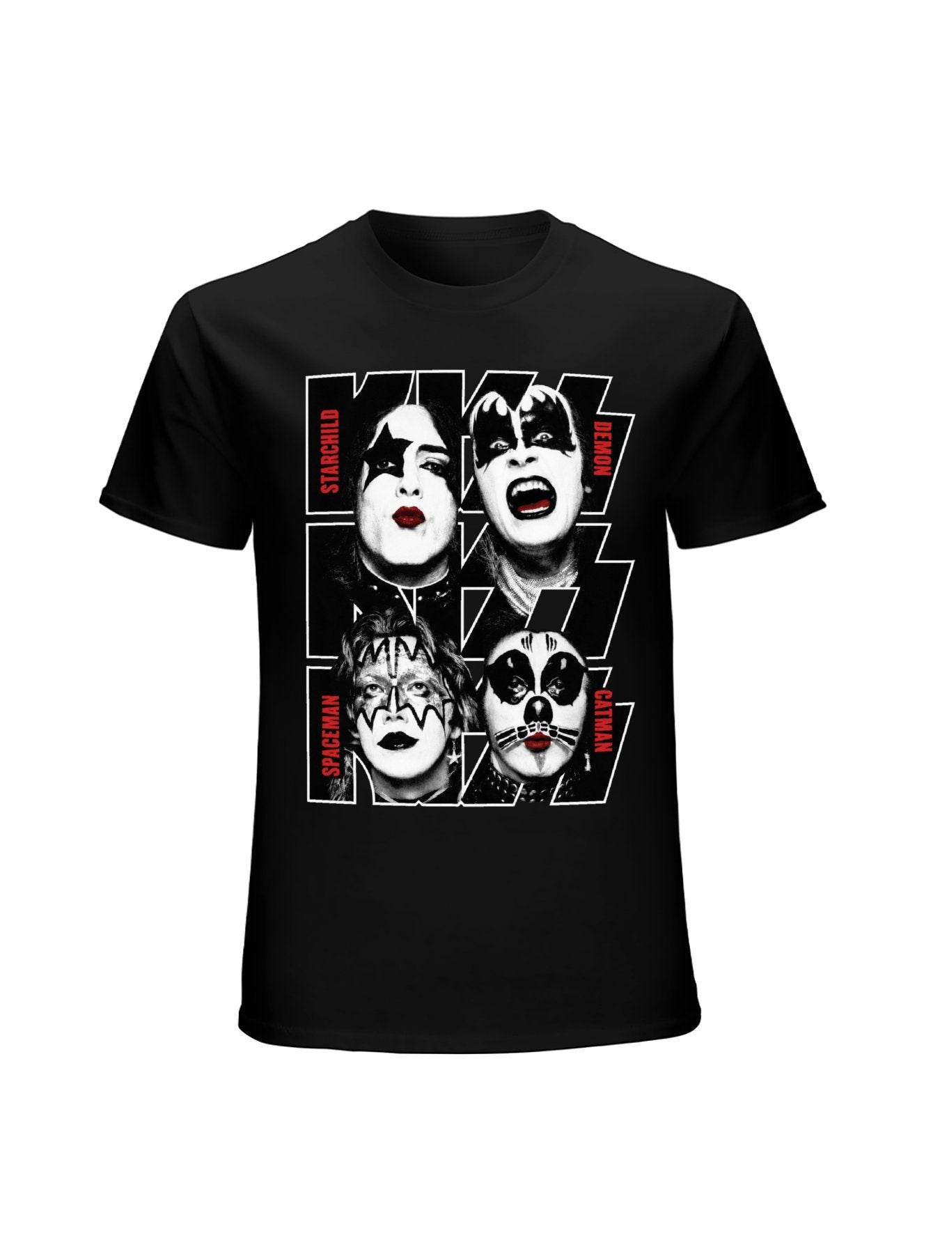 KISS Four Faces Band Portrait Graphic T-Shirt