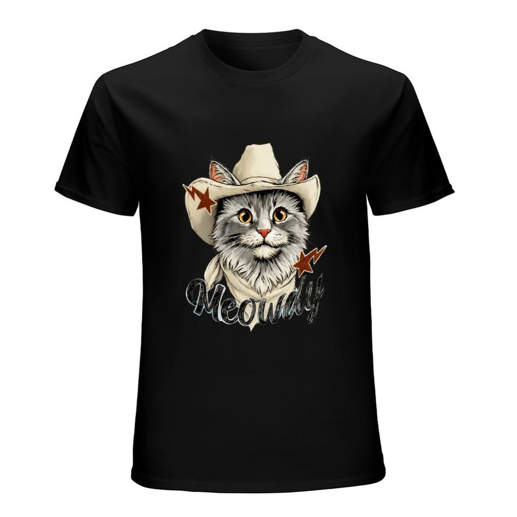 Meowdy Cowboy Cat Graphic Black T-Shirt