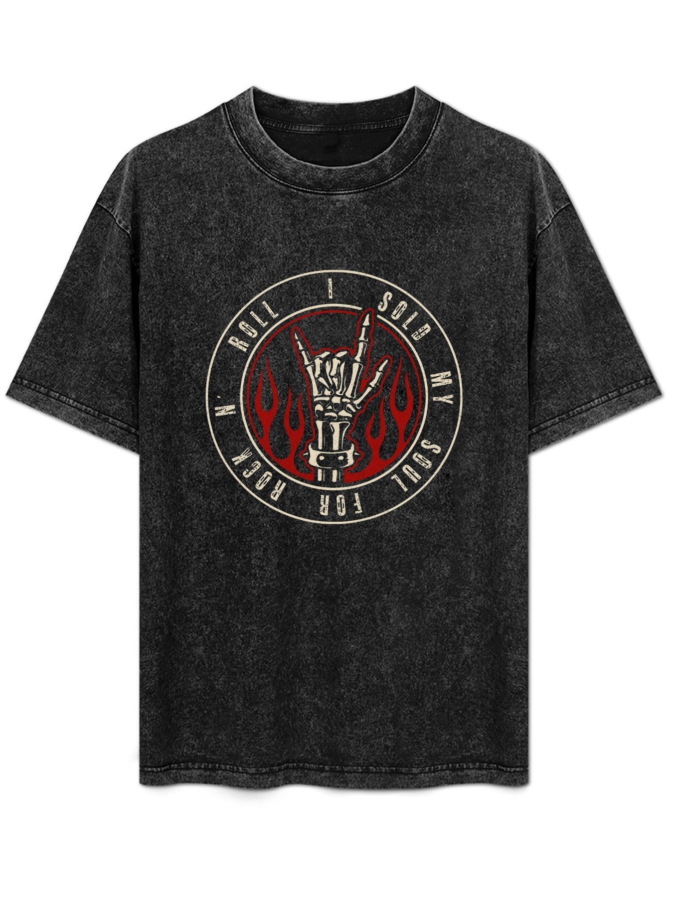 Rock N Roll Skeleton Hand Graphic T-Shirt