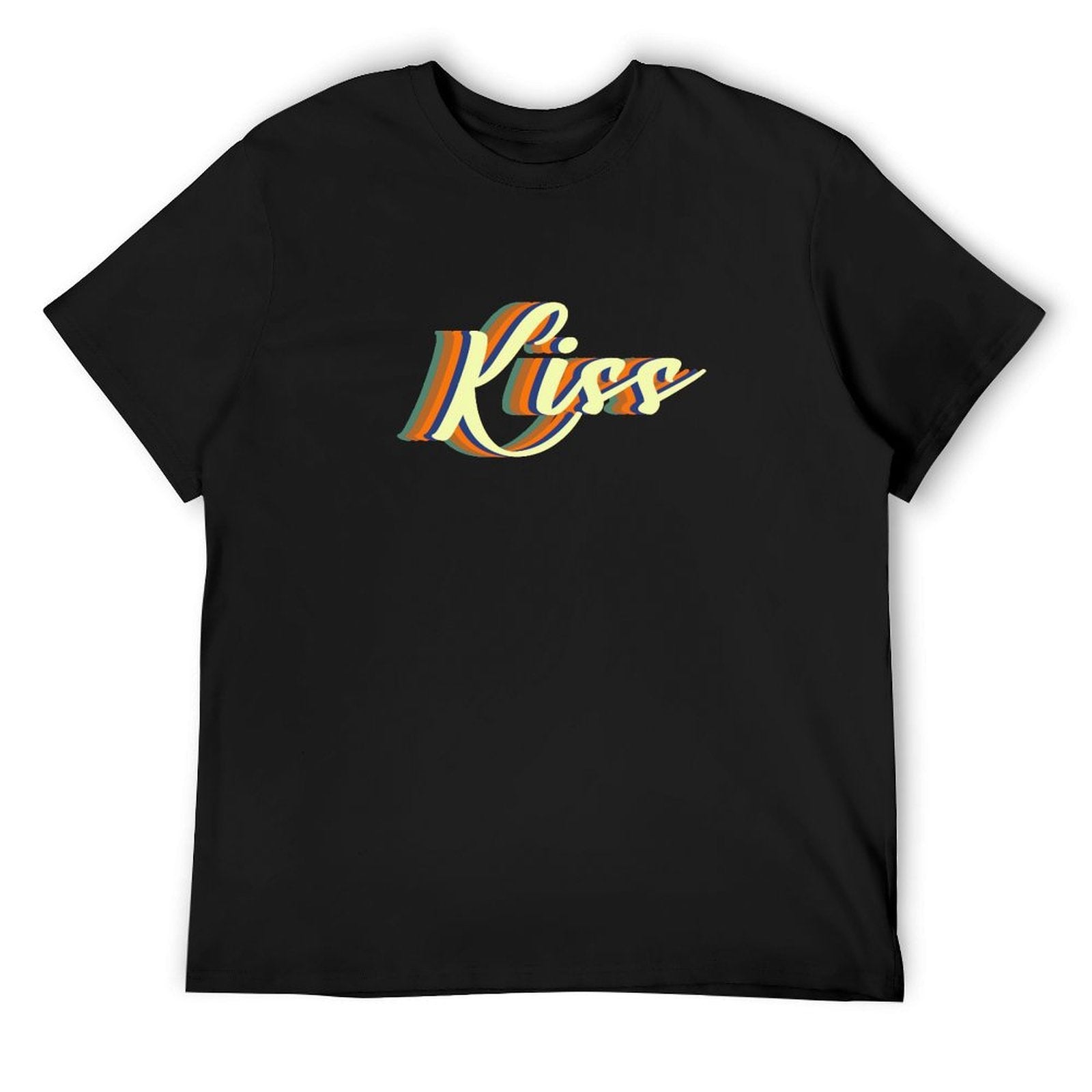 Retro Kiss Graphic Black T-Shirt