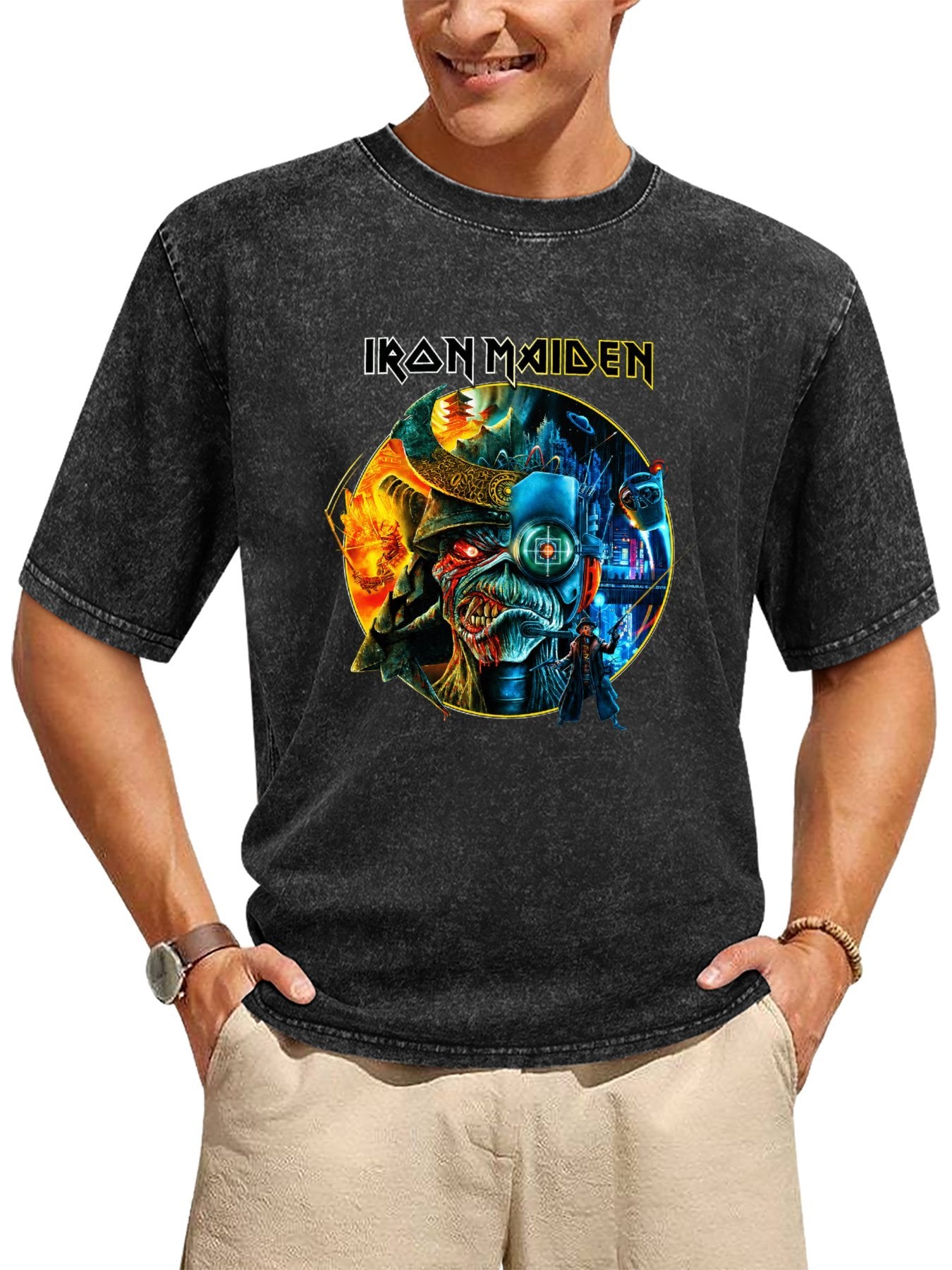 Iron Maiden Samurai Cyborg Eddie Graphic T-Shirt