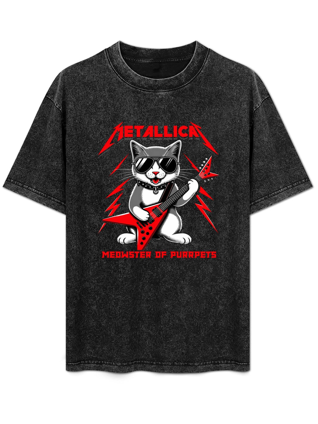 Metallica Meowster of Purrpets Cat Graphic T-Shirt