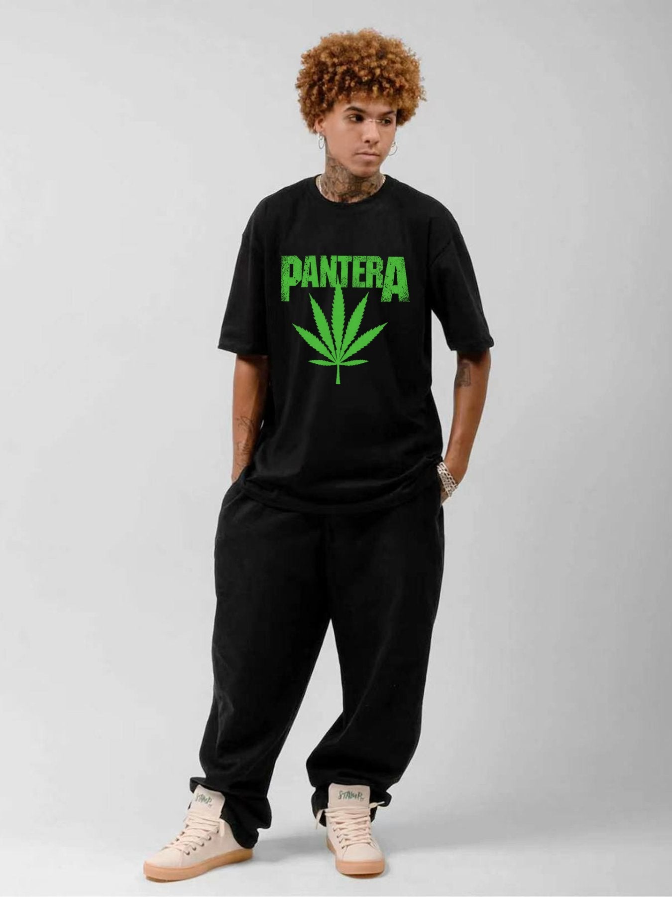 Pantera Green Leaf Logo Graphic T-Shirt