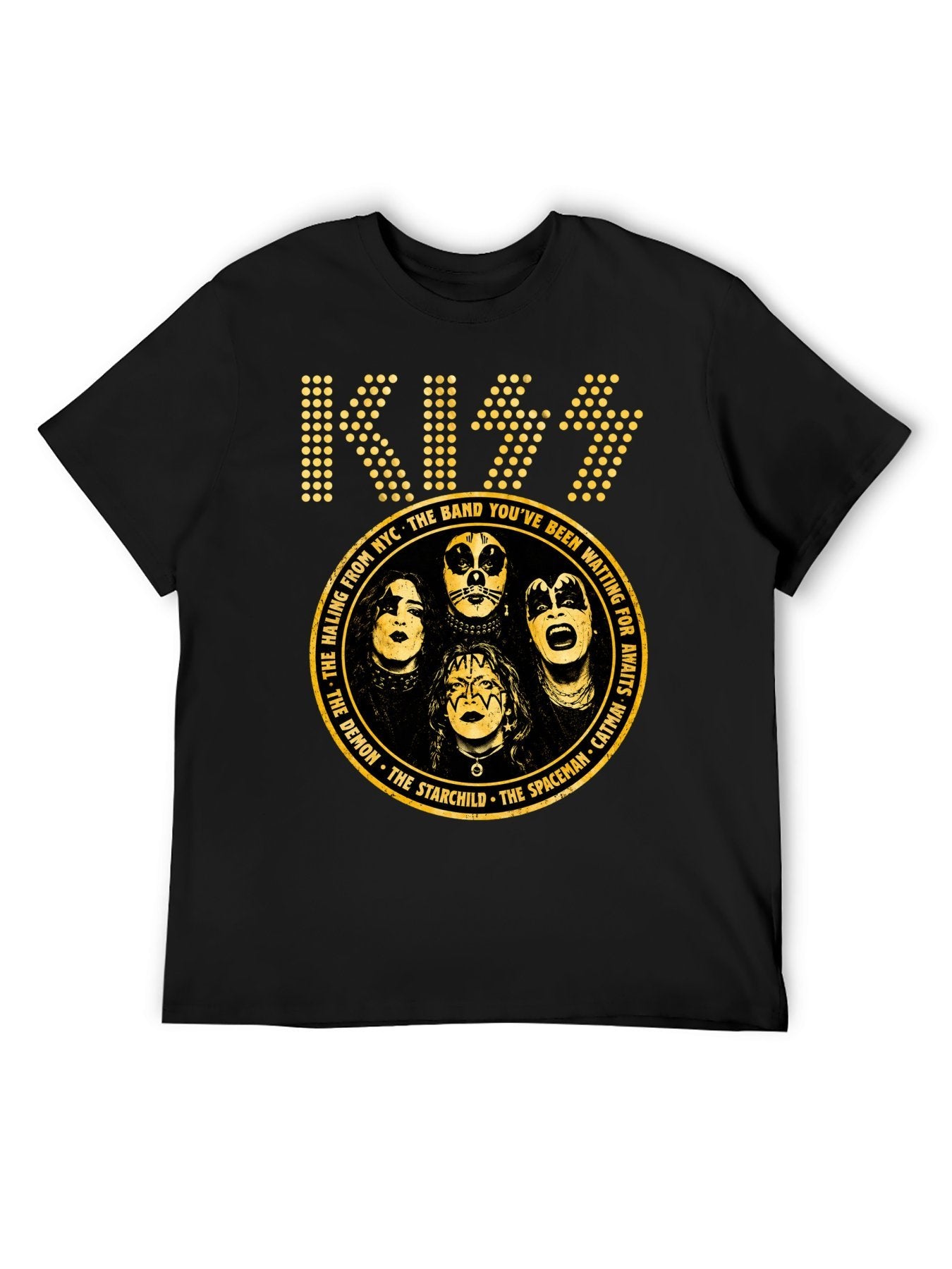 KISS Dotted Logo Band Portrait Graphic T-Shirt