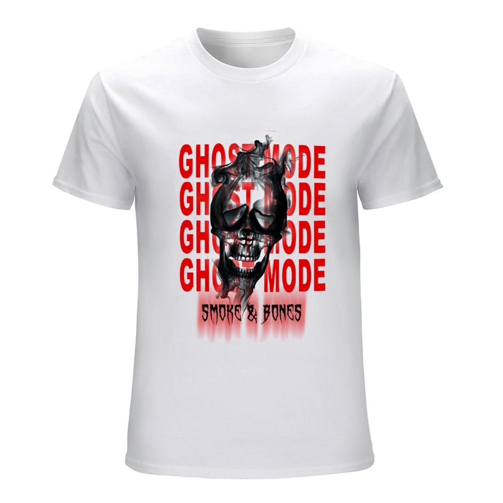 Ghost Mode Smoke and Bones Graphic White T-Shirt