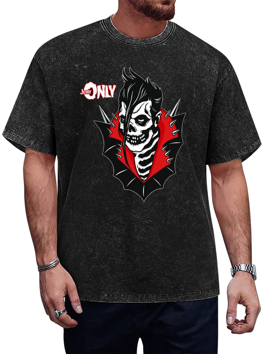 Misfits Jerry Only Spiked Skeleton Portrait Graphic T-Shirt