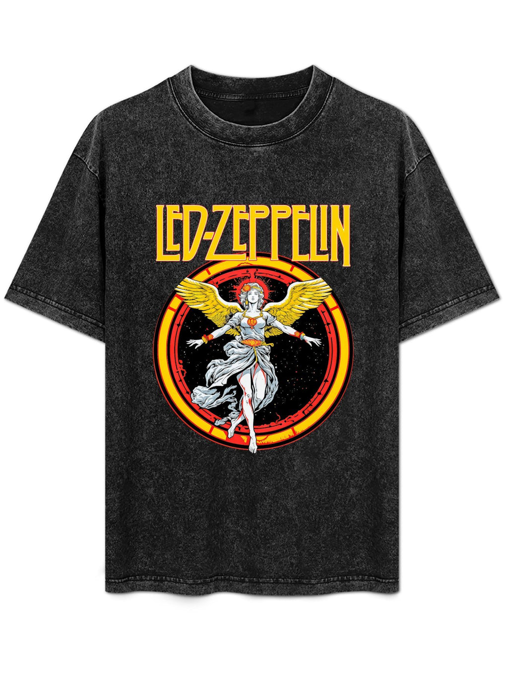 Vintage Washed Led Zeppelin Winged Angel Graphic T-Shirt
