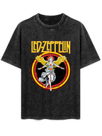 Vintage Washed Led Zeppelin Winged Angel Graphic T-Shirt