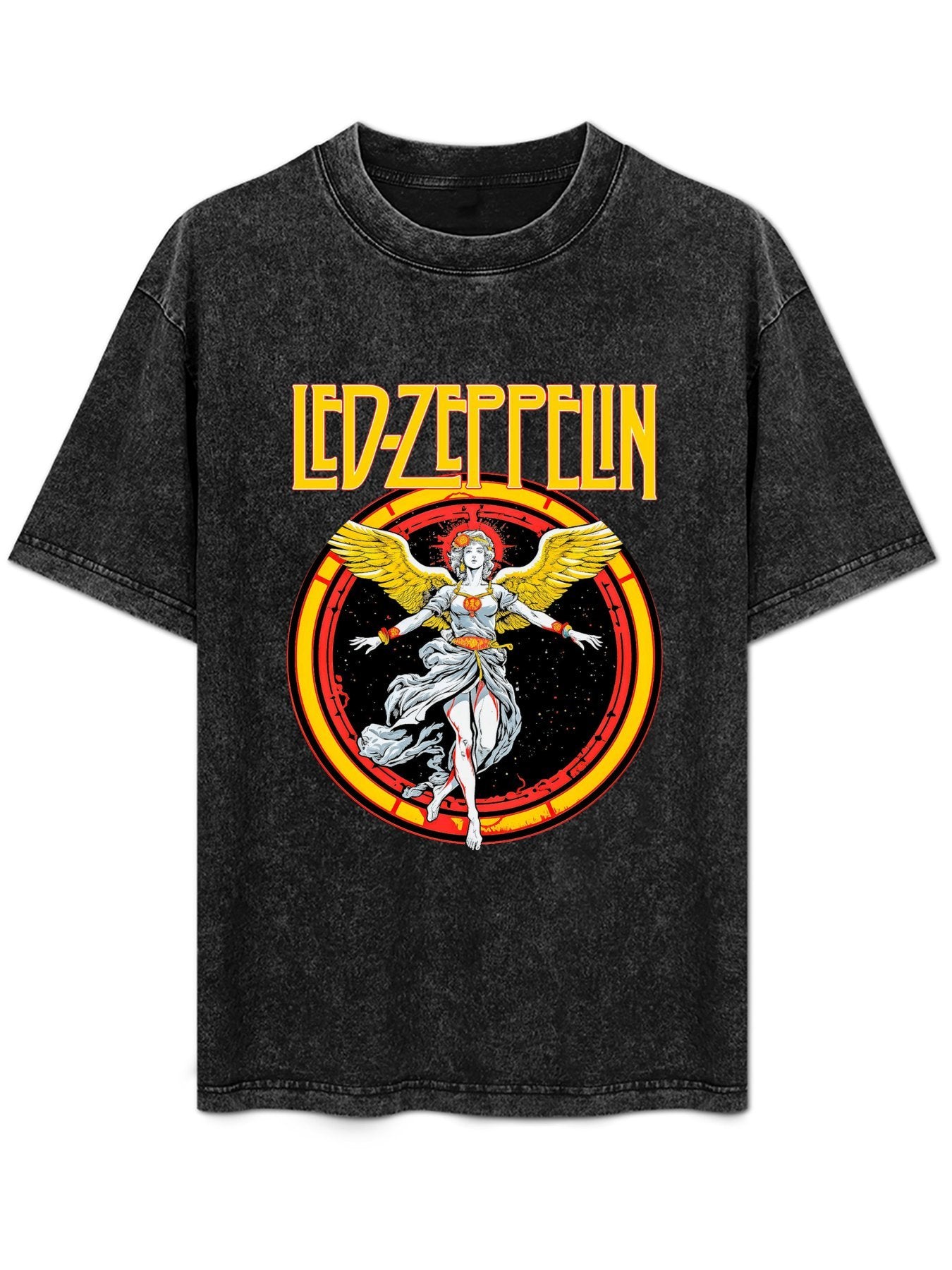 Vintage Washed Led Zeppelin Winged Angel Graphic T-Shirt