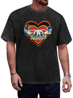 Aerosmith Colorful Heart Winged Logo Graphic T-Shirt