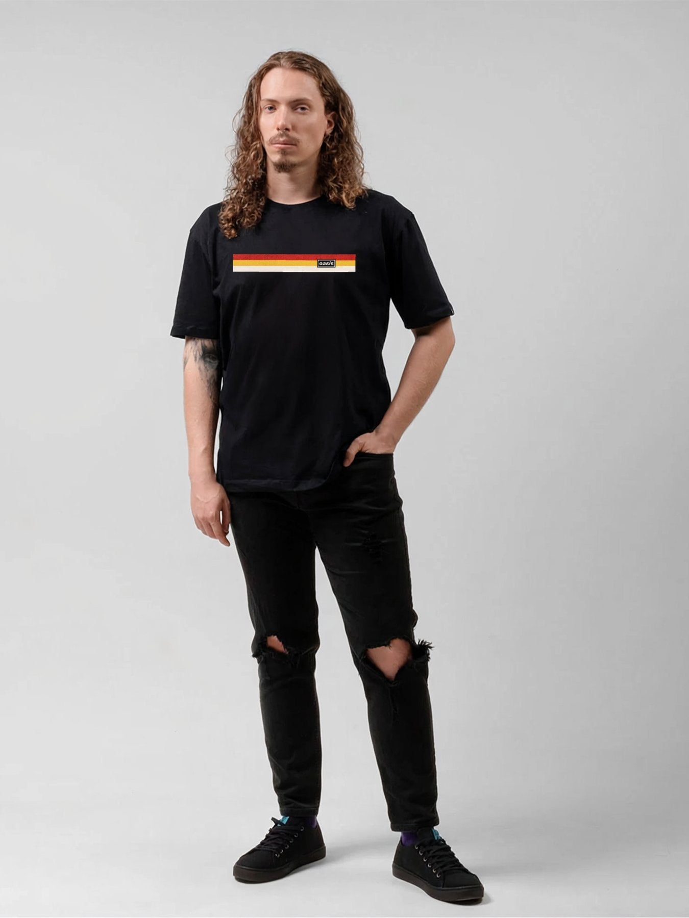 Oasis Retro Stripe Logo Graphic T-Shirt