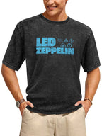Led Zeppelin Blue Logo and Symbols Graphic T-Shirt