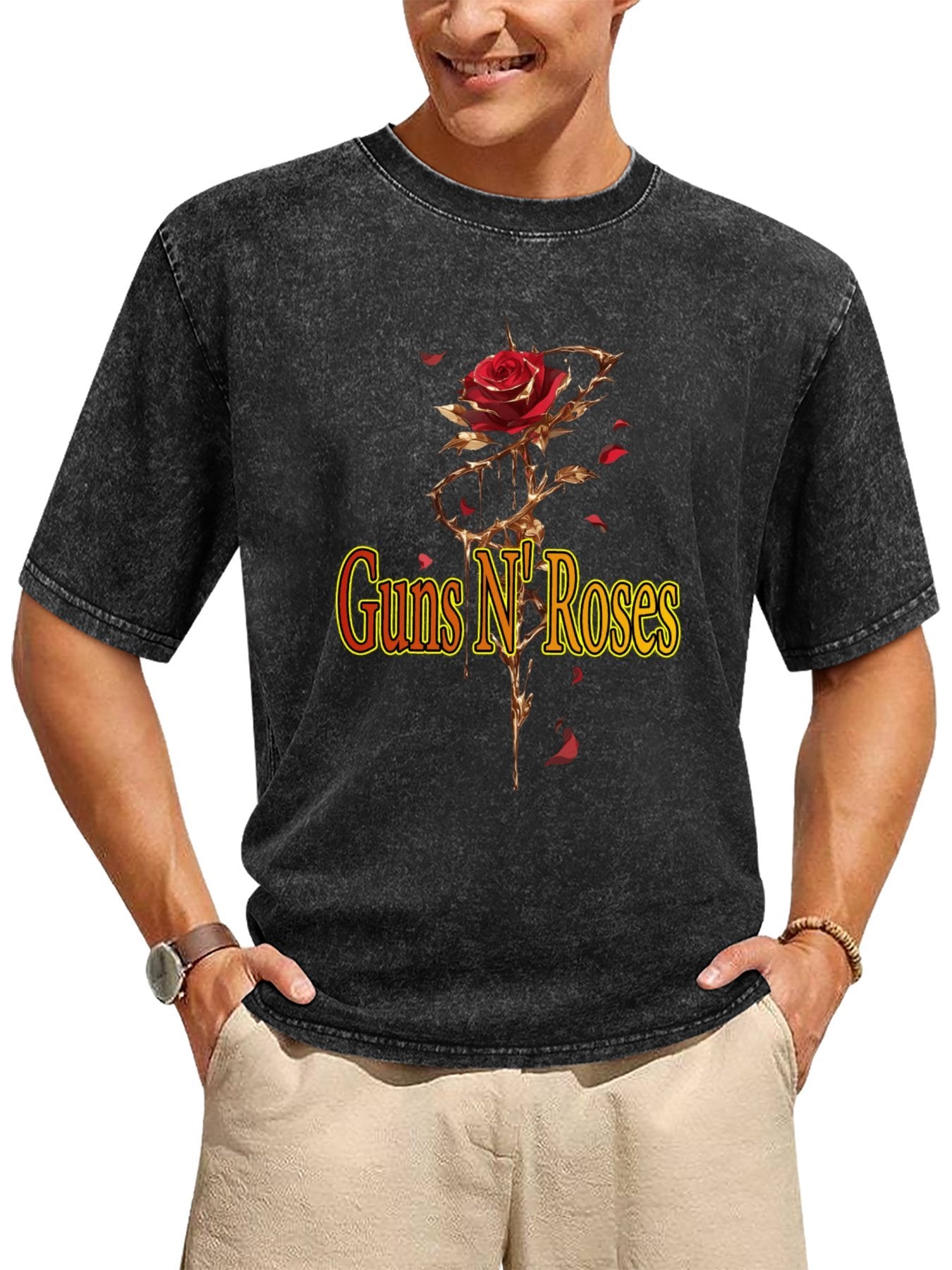 Vintage Washed Guns N' Roses Thorn Rose Graphic T-Shirt Secondary image