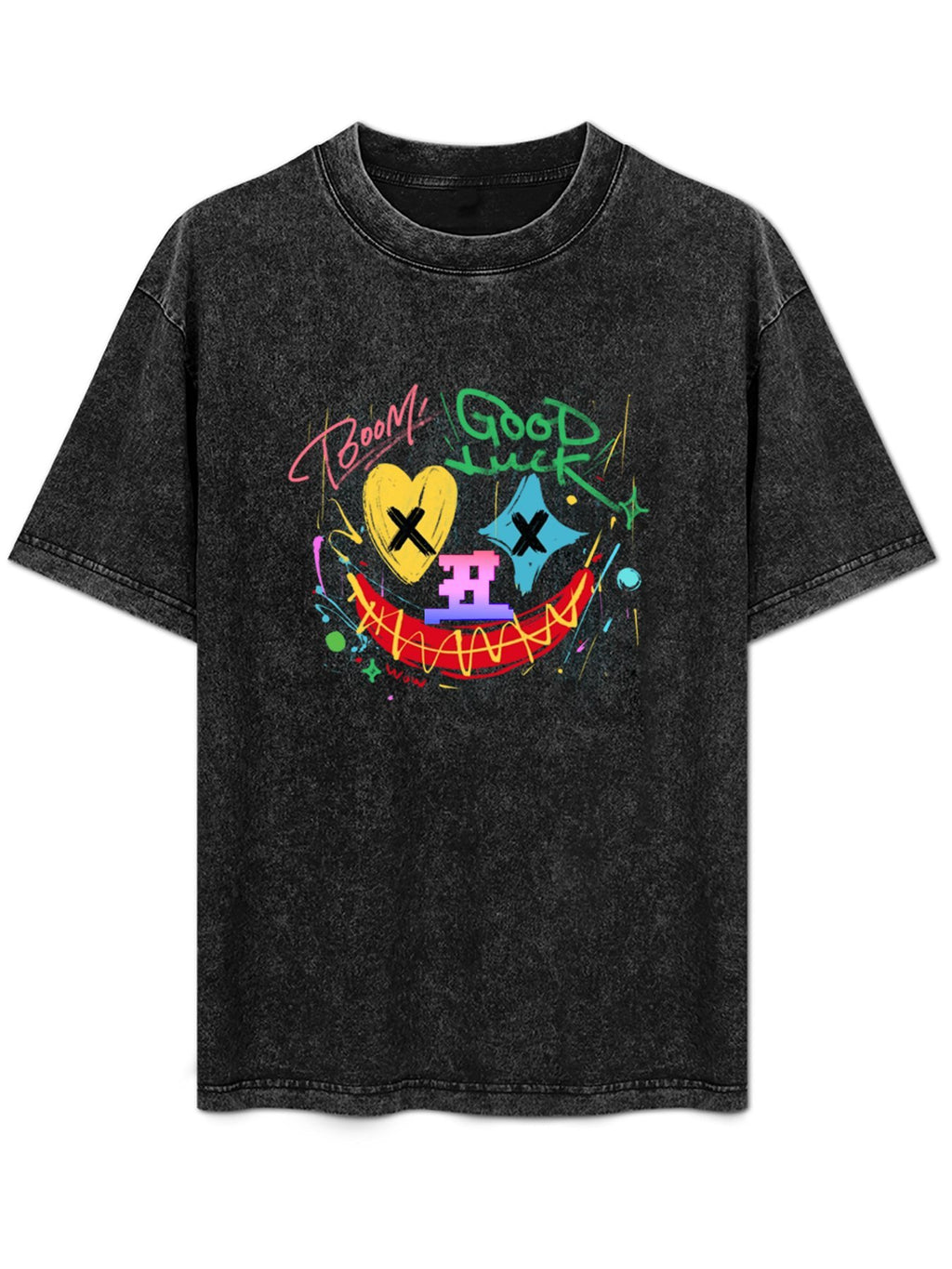 Good Luck Graffiti Smile Vintage Washed T-Shirt