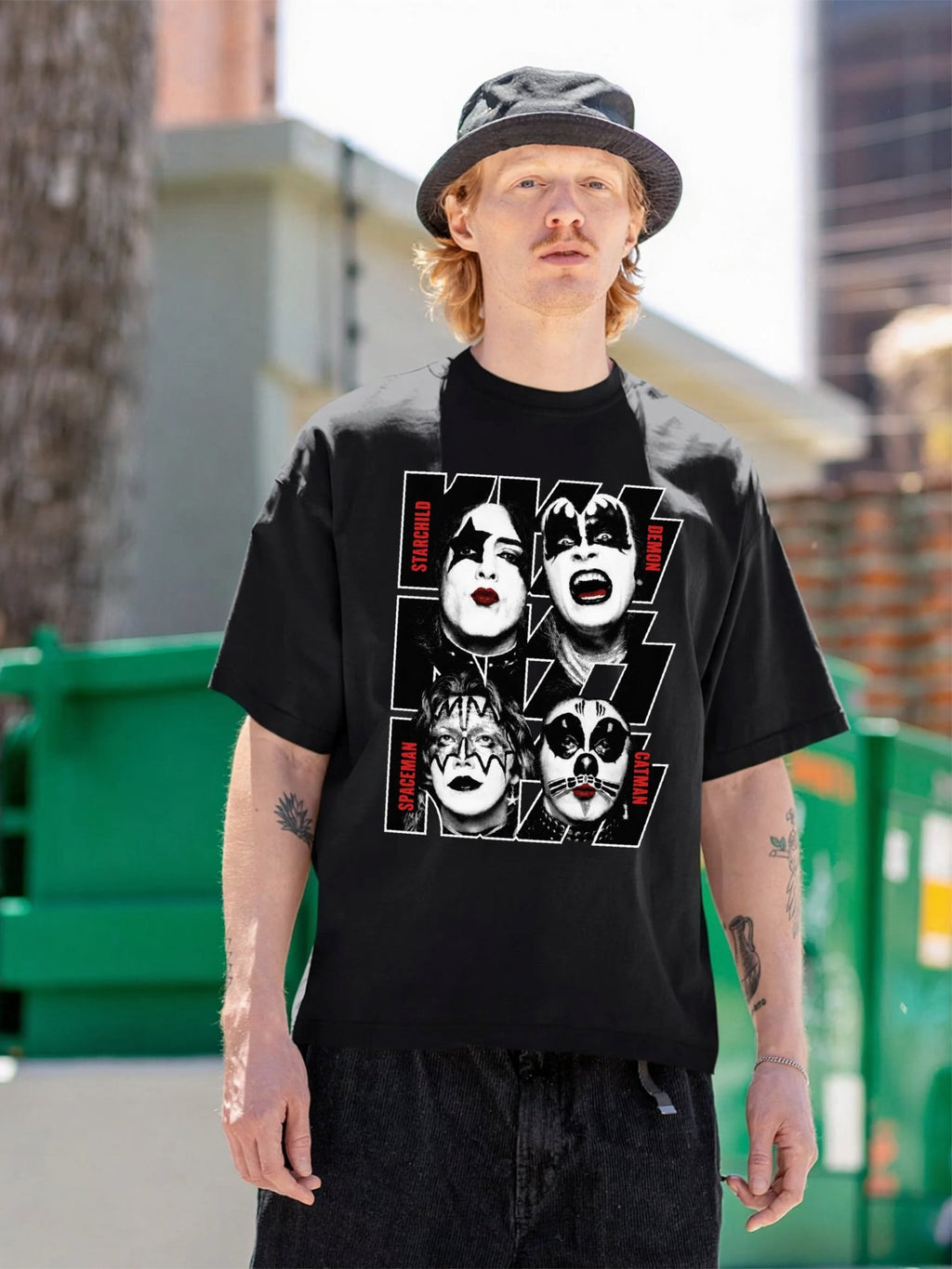 KISS Four Faces Band Portrait Graphic T-Shirt