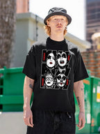 KISS Four Faces Band Portrait Graphic T-Shirt
