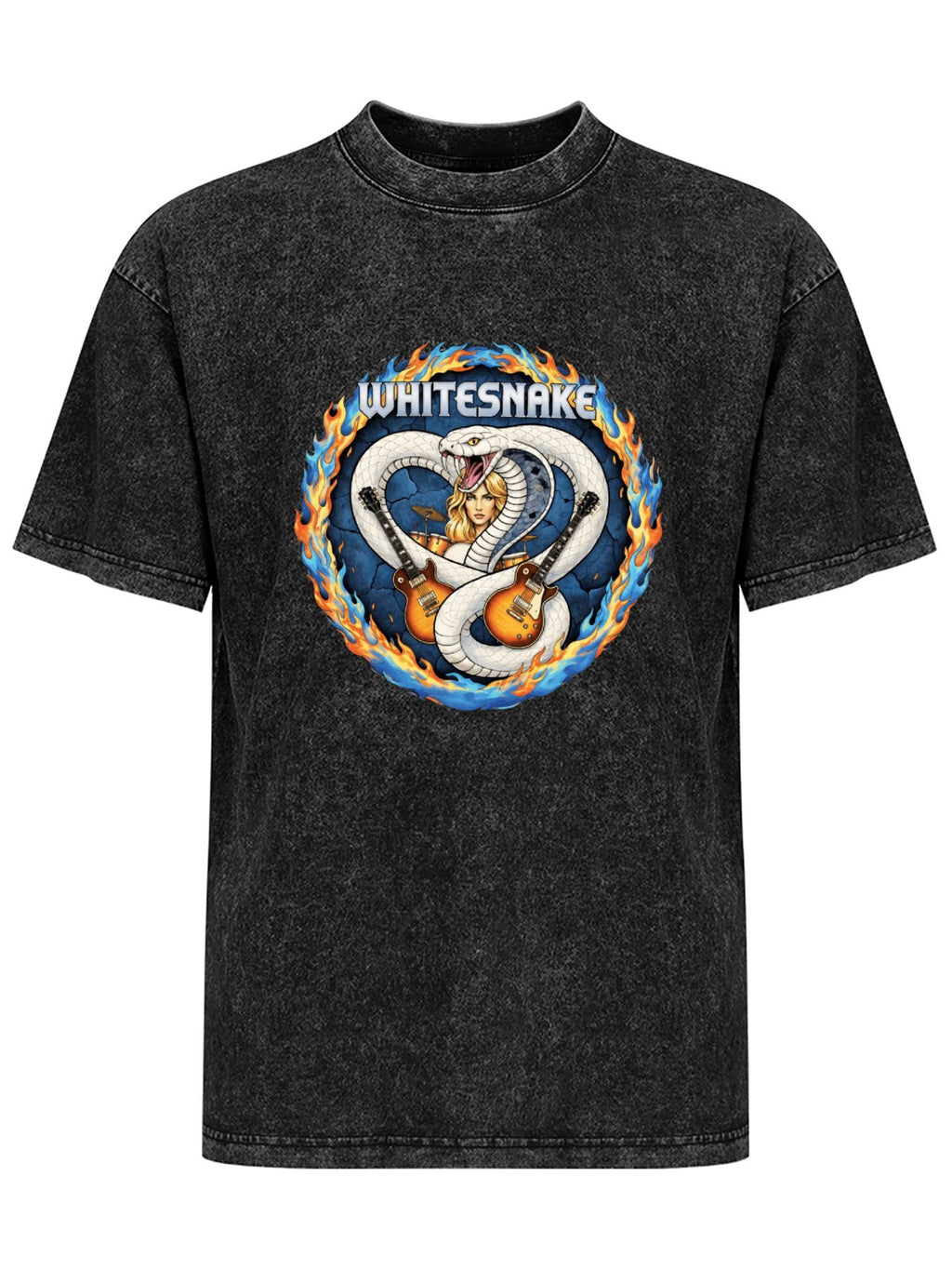 Vintage Washed Whitesnake Fire Ring Graphic T-Shirt