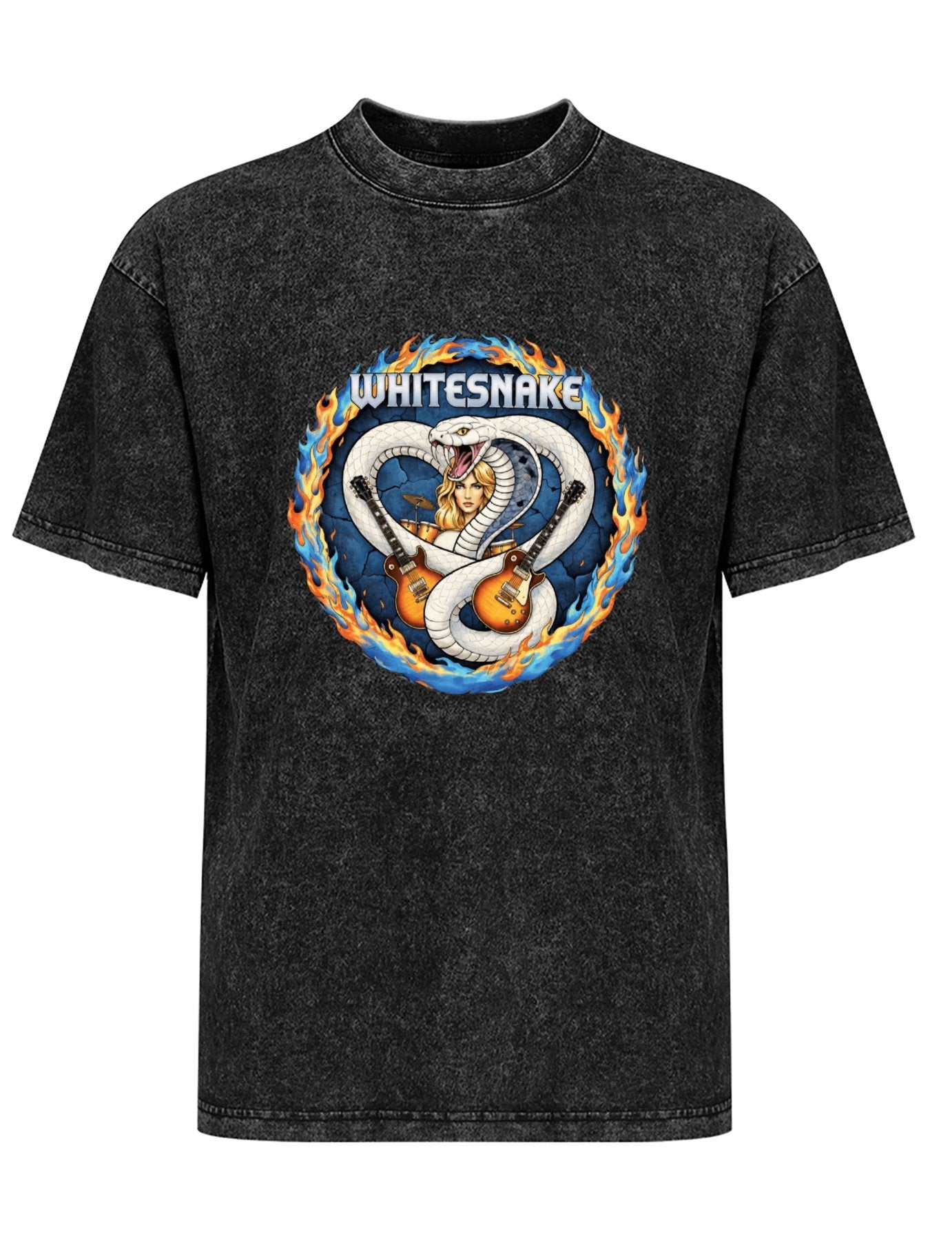 Vintage Washed Whitesnake Fire Ring Graphic T-Shirt