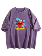 Tear It Up Cartoon Graphic Washed T-Shirt