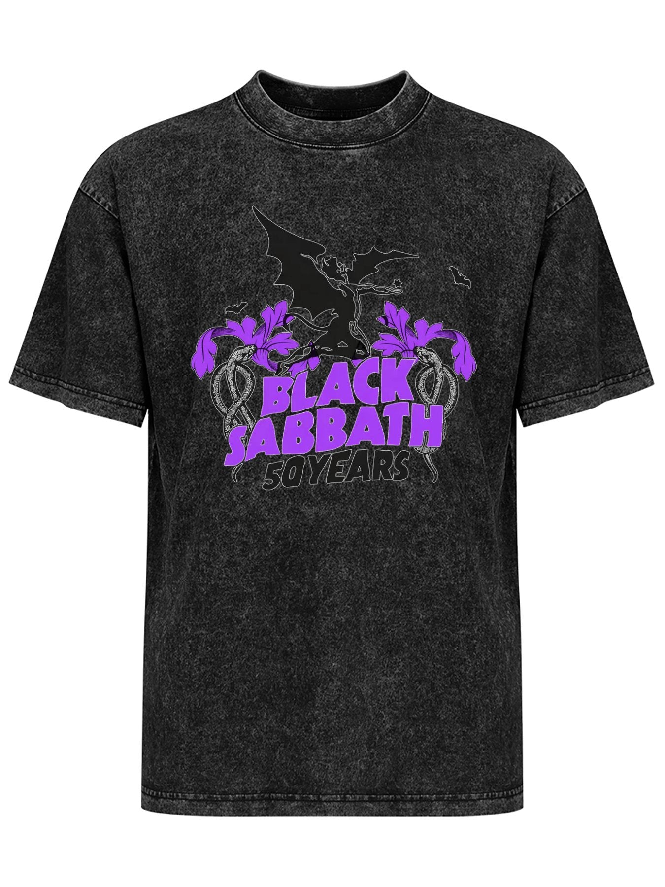 Vintage Washed Black Sabbath 50 Years Purple Graphic T-Shirt