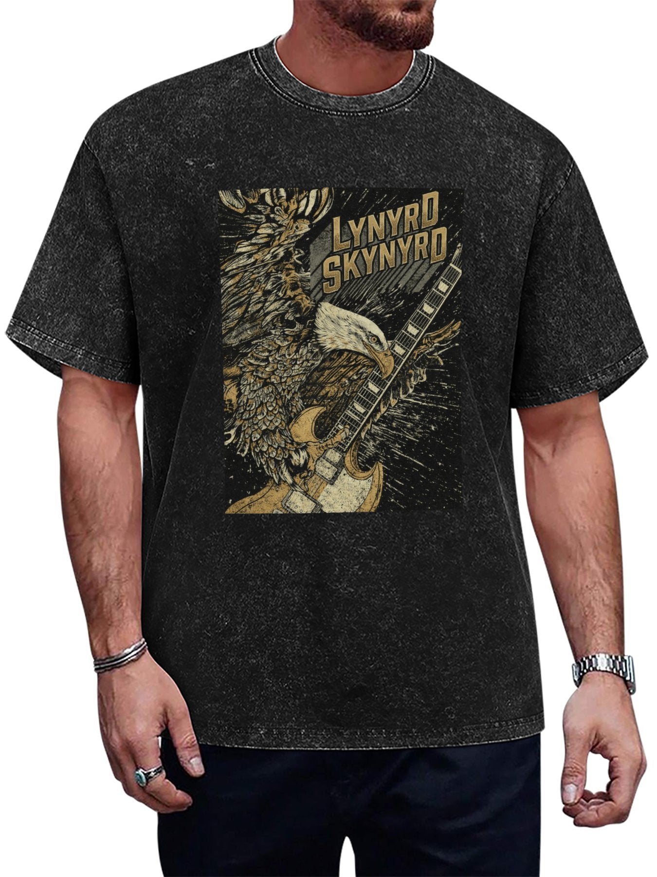 Vintage Washed Lynyrd Skynyrd Eagle Guitar Graphic T-Shirt Main image