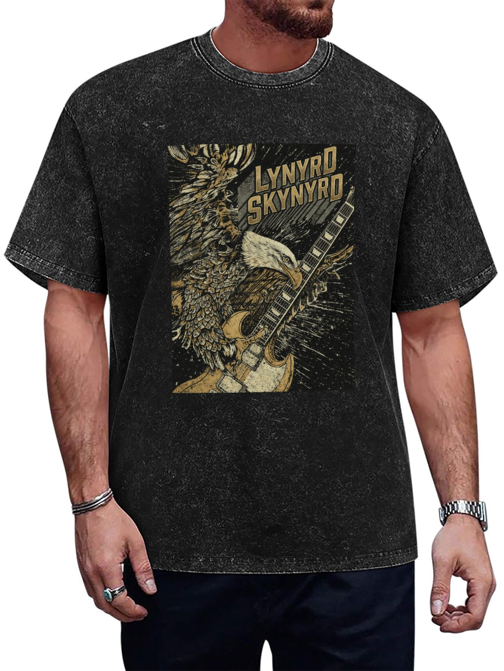 Vintage Washed Lynyrd Skynyrd Eagle Guitar Graphic T-Shirt