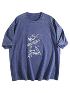 Sci-Fi Armored Soldier Washed Graphic T-Shirt