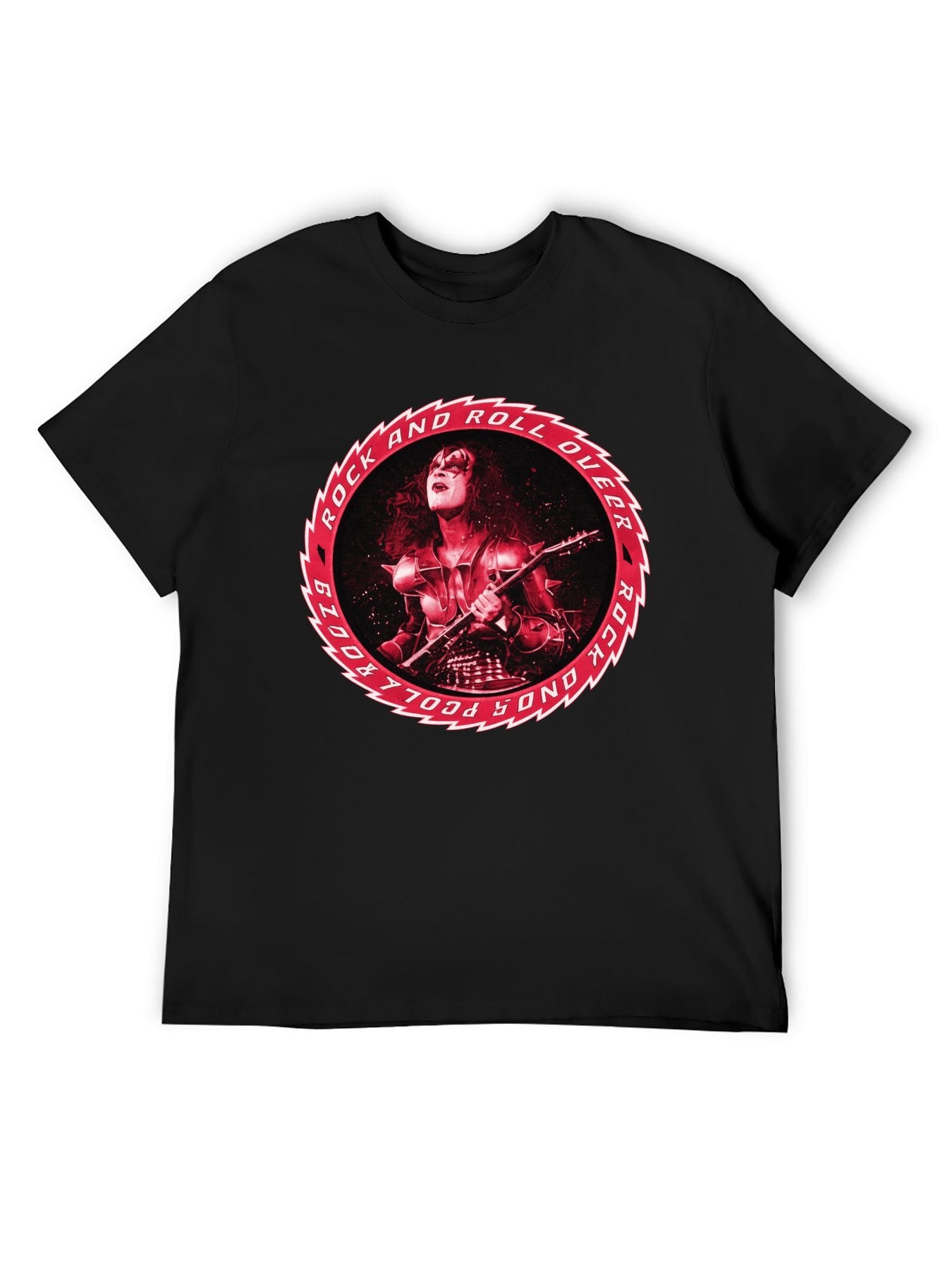 KISS Rock and Roll Over Red Circle Graphic T-Shirt