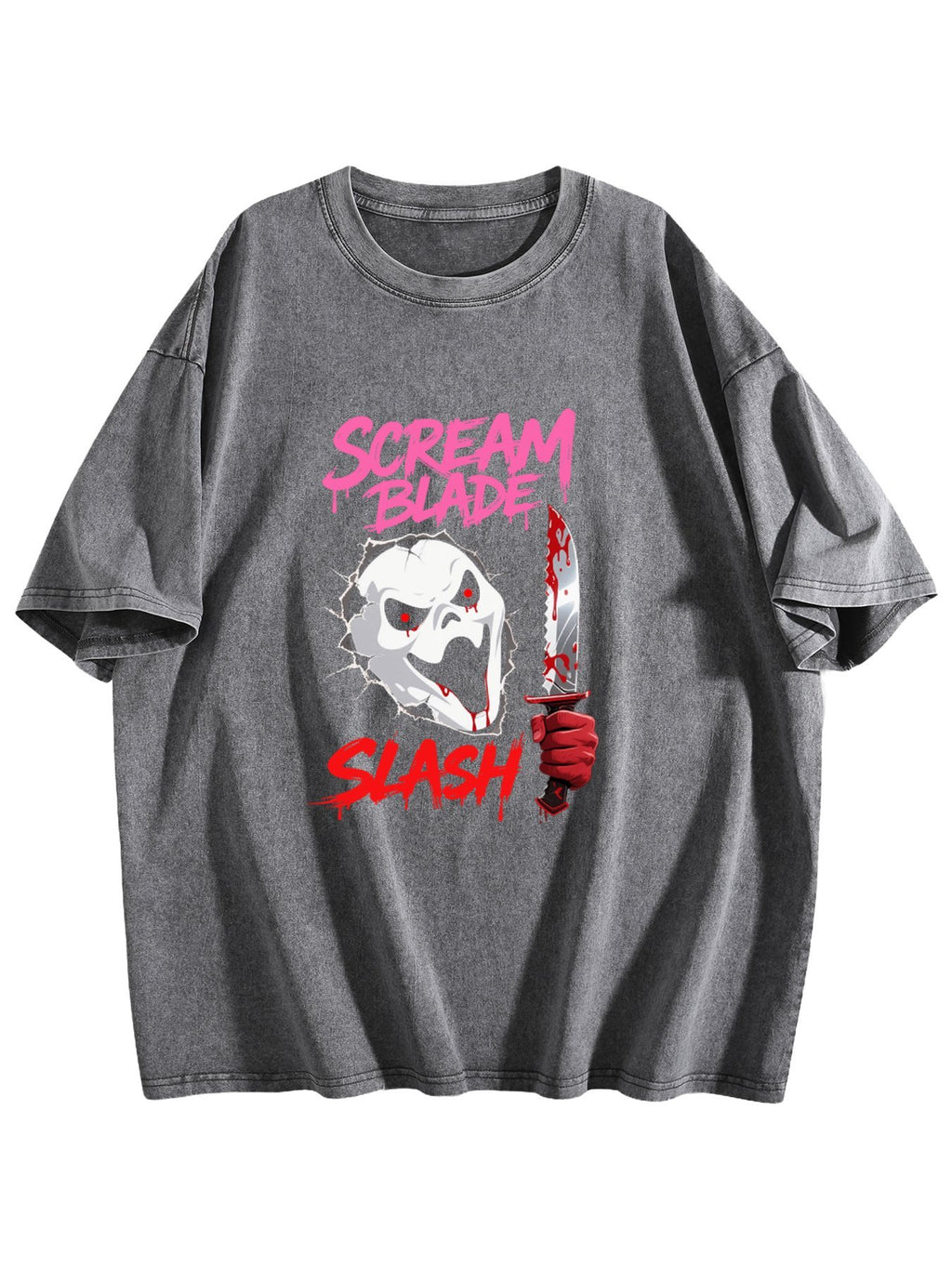 Scream Blade Slash Horror Graphic Washed T-Shirt