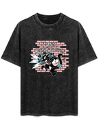 Punk Bunny Coffee Boombox Cartoon Graphic T-Shirt
