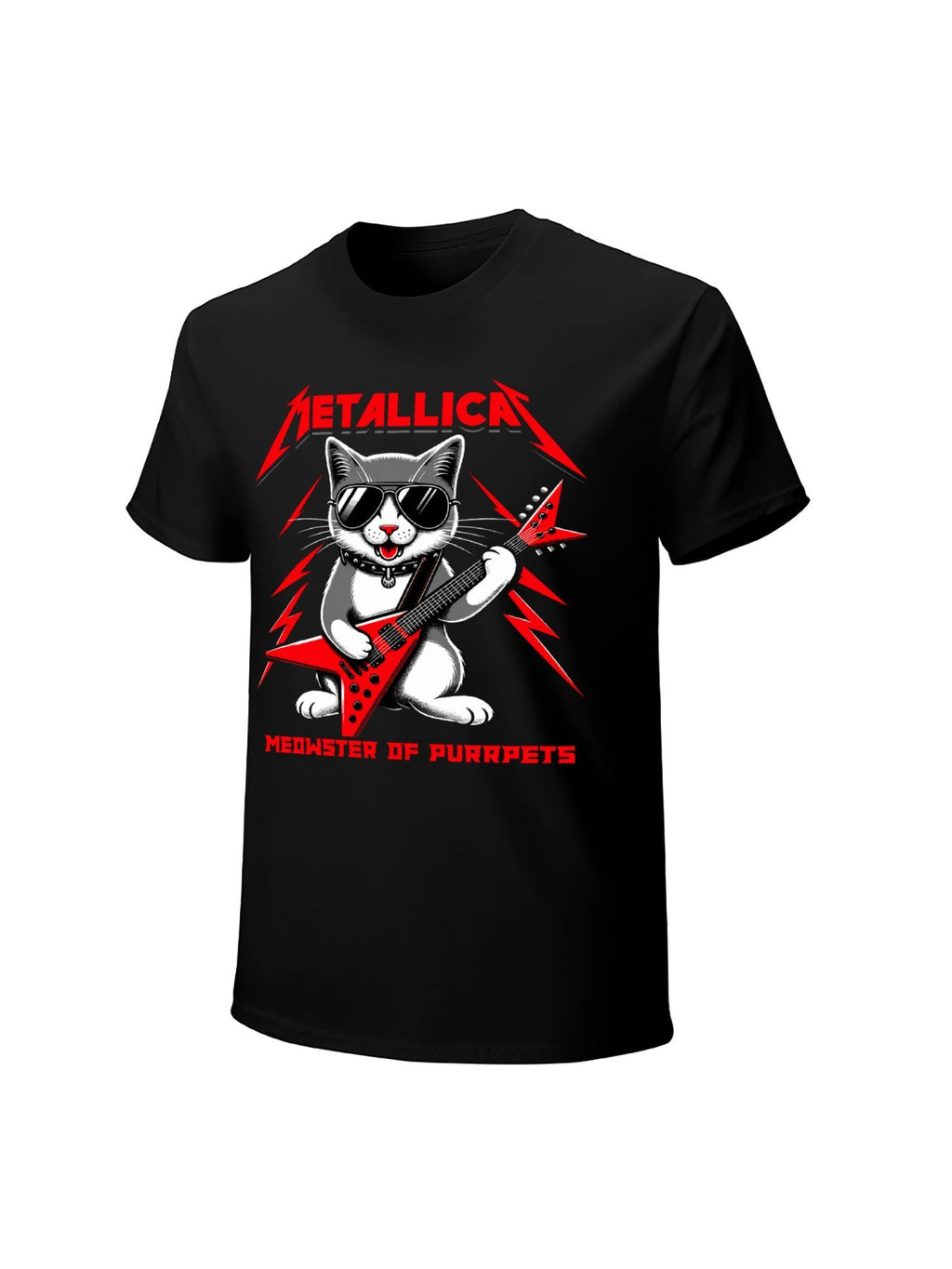 Metallica Meowster Of Purrpets Cat Guitar Graphic T-Shirt