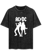 Vintage Washed AC/DC Rock Performance Graphic T-Shirt