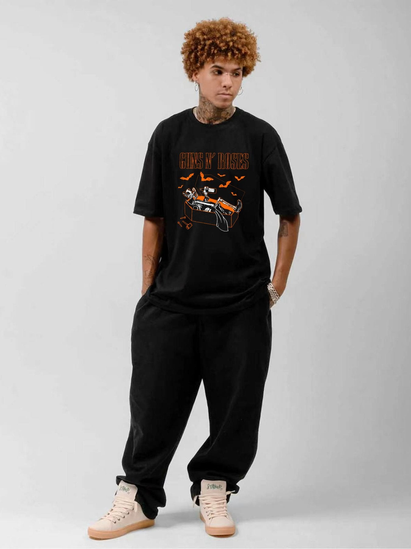 Guns N' Roses Halloween Coffin Graphic T-Shirt