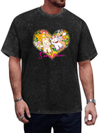 Sea of Flowers Cartoon Vintage Washed T-Shirt