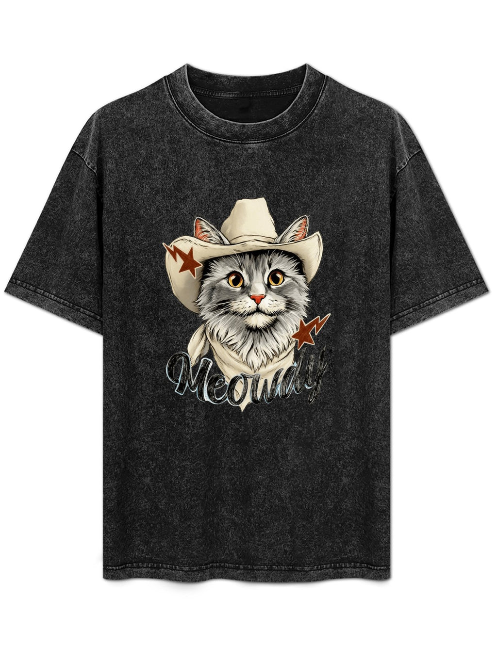 Meowdy Cowboy Cat Vintage Washed T-Shirt