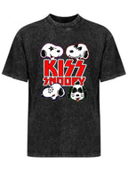 Vintage Washed KISS Snoopy Cartoon Graphic T-Shirt