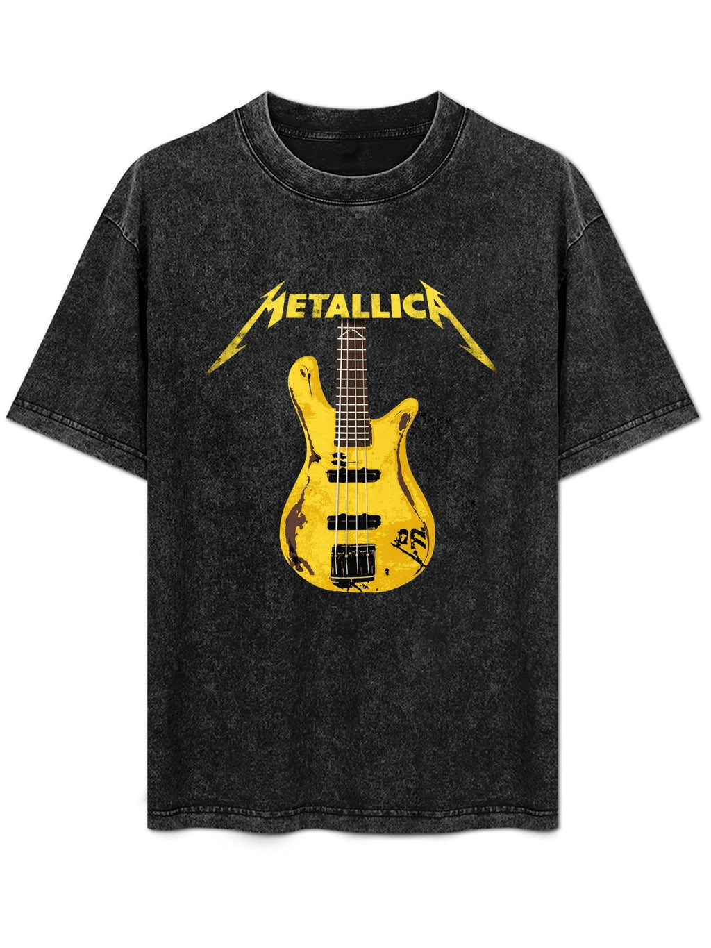 Metallica Yellow Bass Guitar Graphic T-Shirt